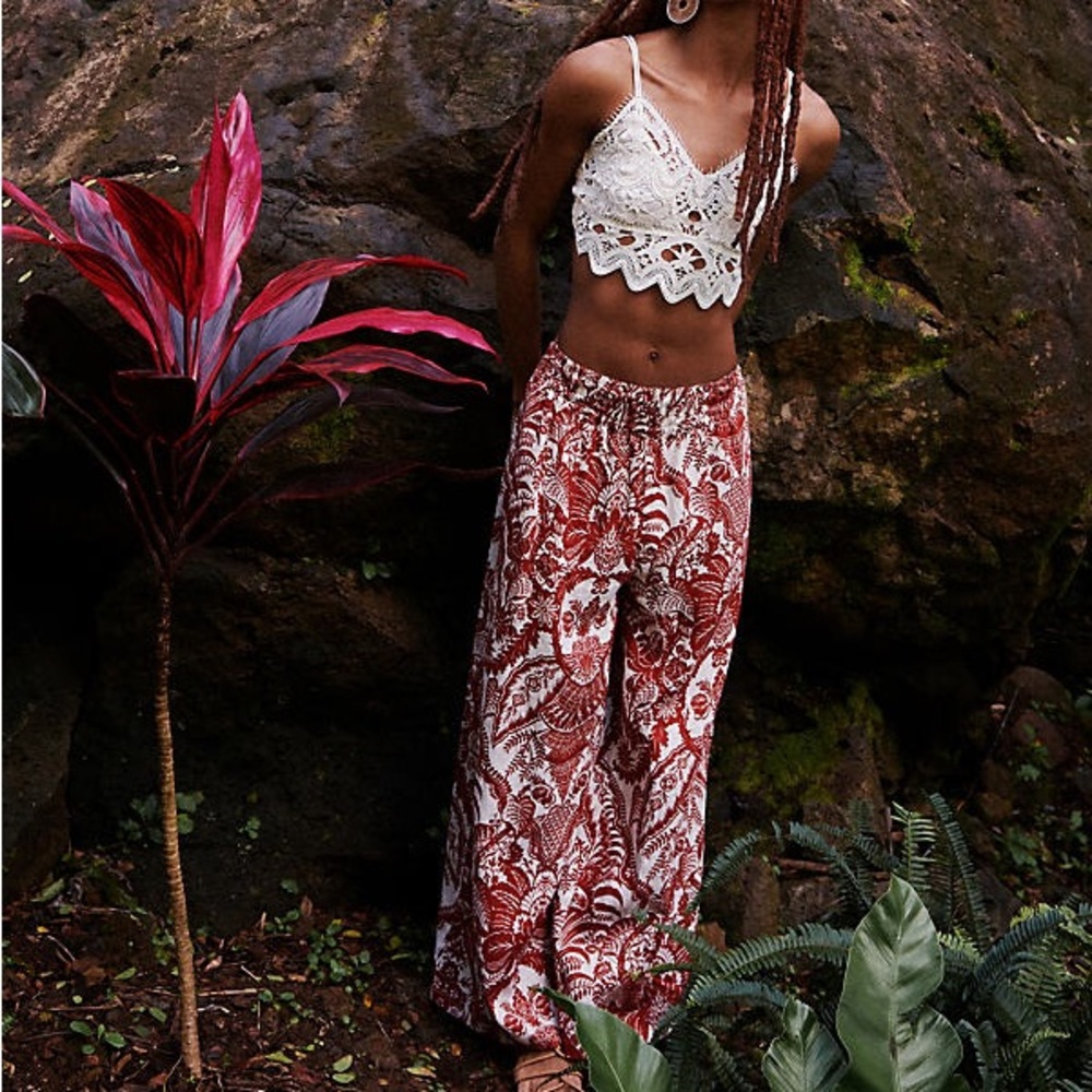 NWT anthropologie Somerset pull on pants red floral small